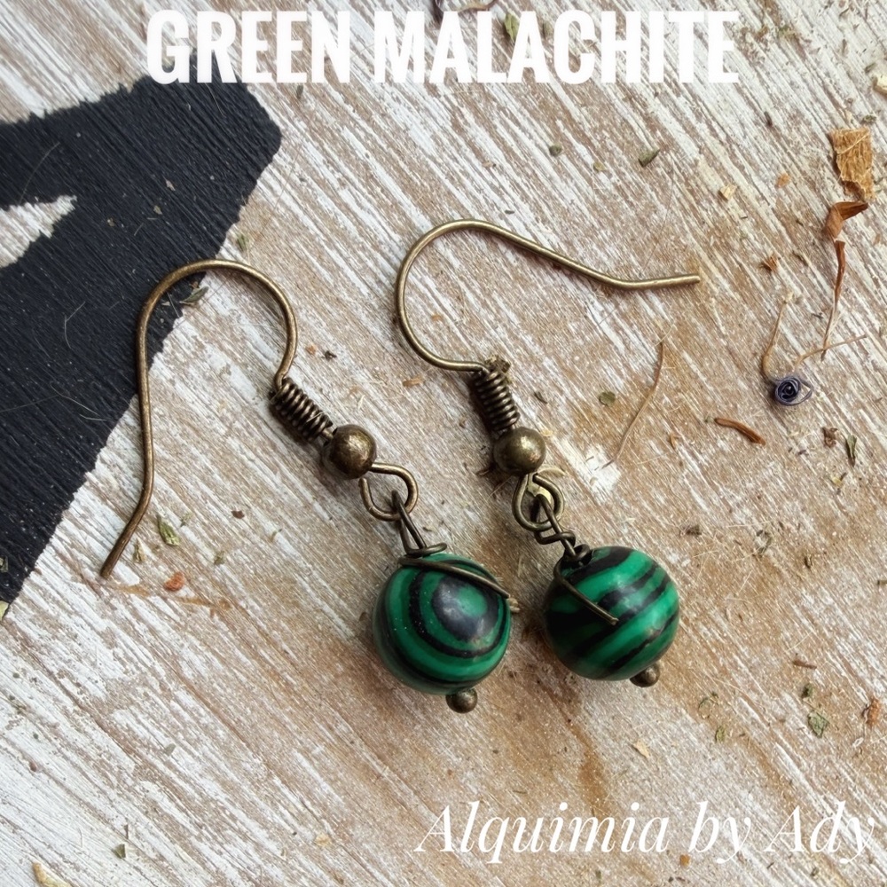 Alquimia Elegant Green Malachite  Earrings